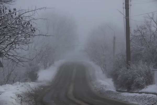 Winter Road Fog — Stock Photo, Image