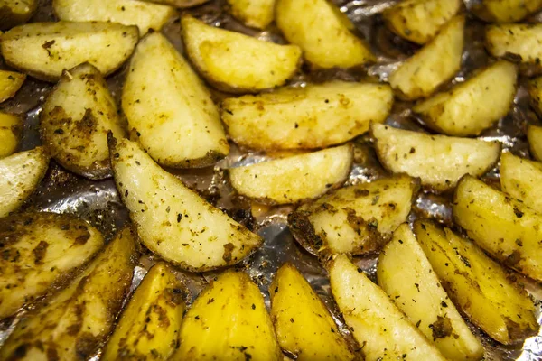 Patate Fritte Forno Cottura Patate Forno Contadino Delle Patate Patate — Foto Stock