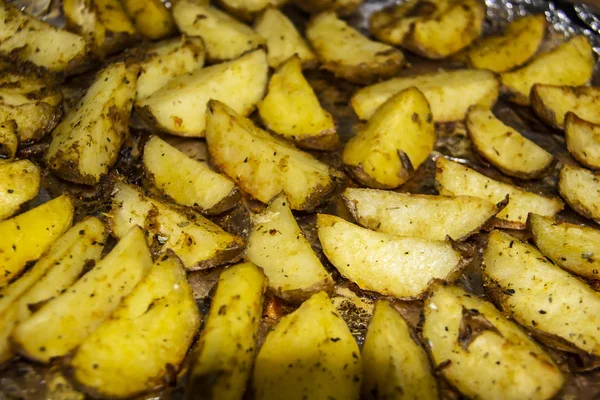 Patate Fritte Forno Cottura Patate Forno Contadino Delle Patate Patate — Foto Stock