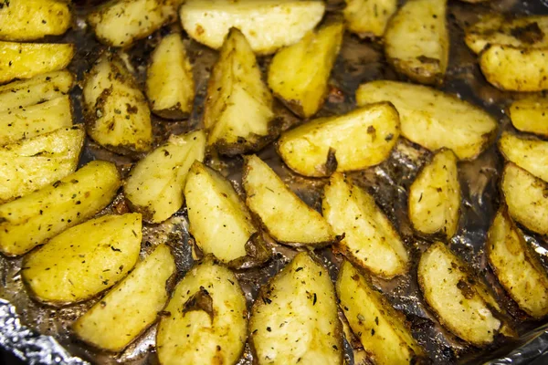 Patate Fritte Forno Cottura Patate Forno Contadino Delle Patate Patate — Foto Stock
