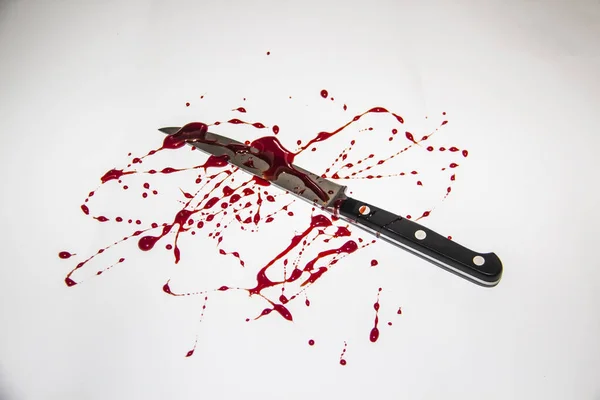 Ett Blodstänk Kniven Med Blod — Stockfoto