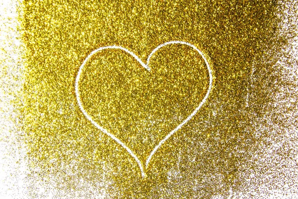 Una Composición Con Corazón Hermoso Brillo Oro Fondo Textura Brillo —  Fotos de Stock