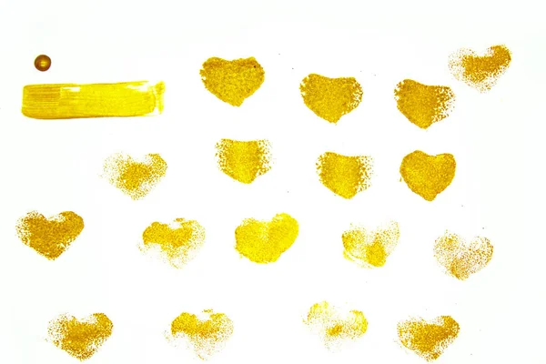 Coeurs Sur Fond Blanc Golden Modèle Abstrait Des Cœurs Éléments — Photo