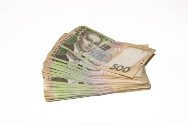 Ukrayna parası. Hryvnia 500. 500 Hryvnia 'lık Ukrayna banknotları. Birkaç Ukrayna Hryvnia banknotu.
