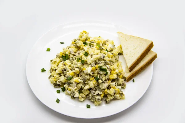 Ukrainischer Und Russischer Salat Nach Einem Neuen Rezept Auf Einem — Stockfoto