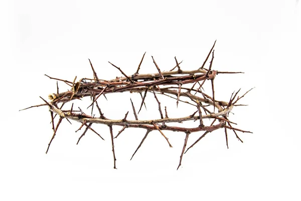 Crown Thorns White Background Conceptual Phototo Use Design Wreath Branches — Stock Photo, Image