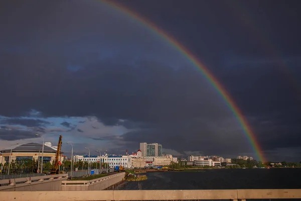 Arco Iris Sobre Lago Kaban Kazán Tartaristán — Foto de Stock