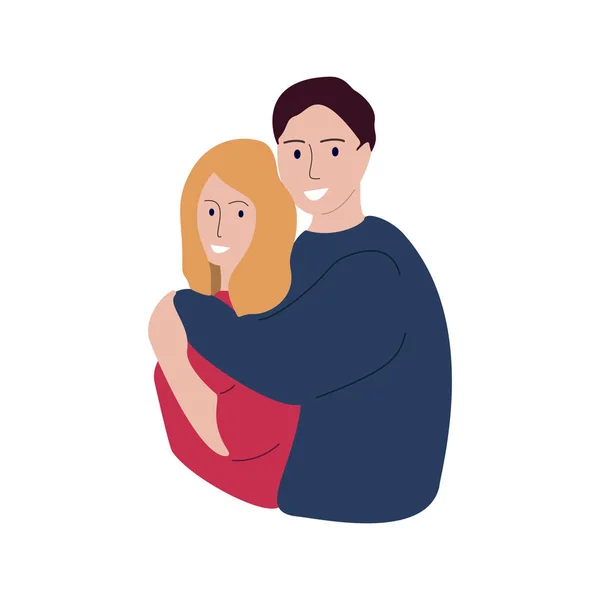 Pareja joven enamorada. Un hombre y una mujer se están abrazando. Amor y ca — Vector de stock