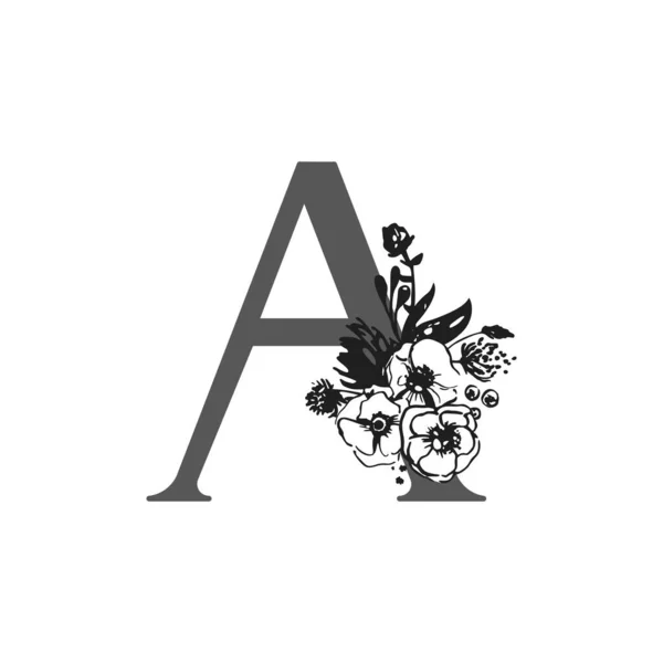 Alphabet Fleurs Vectorielles Conception Lettre Décoration Des Invitations Mariage Cartes — Image vectorielle