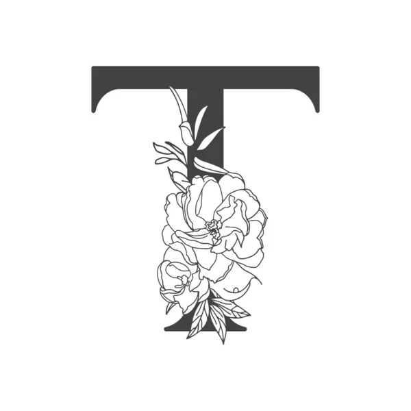 Vektorblumen Alphabet Florales Design Von Buchstaben Dekoration Von Hochzeitseinladungen Karten — Stockvektor
