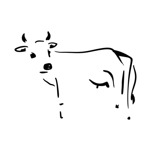 Abstraktní Vektorový Ručně Kreslený Obraz Býka Krávy Nový Rok Zemědělství — Stockový vektor