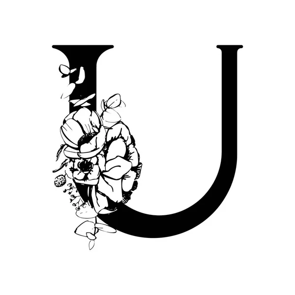 Векторний Алфавіт Квітки Квітковий Дизайн Листа Прикраса Весільних Запрошень Листівок — стоковий вектор
