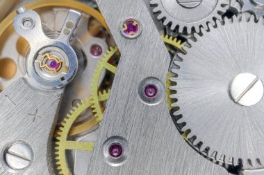 tüm çerçeve için makro arkaplan olarak saat mekanizması