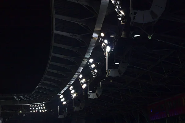 Verlichtingsarmaturen Het Stadion Late Avond — Stockfoto