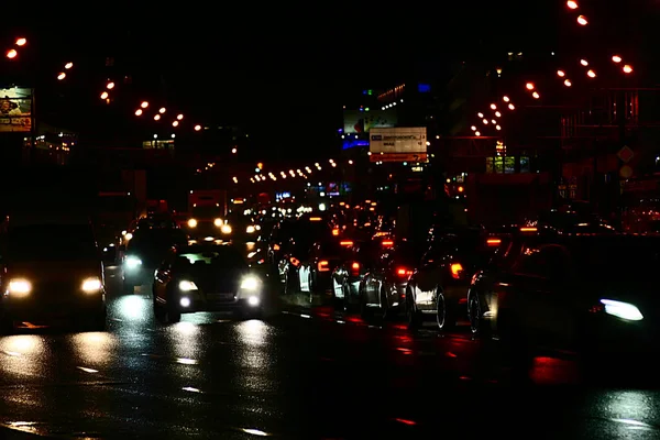 Tráfico Noche Moscú Diciembre —  Fotos de Stock