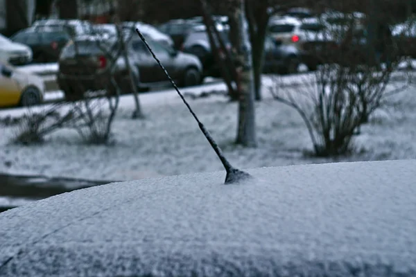 Bil Antenn Omedelbart Efter Ett Plötsligt Snöfall — Stockfoto