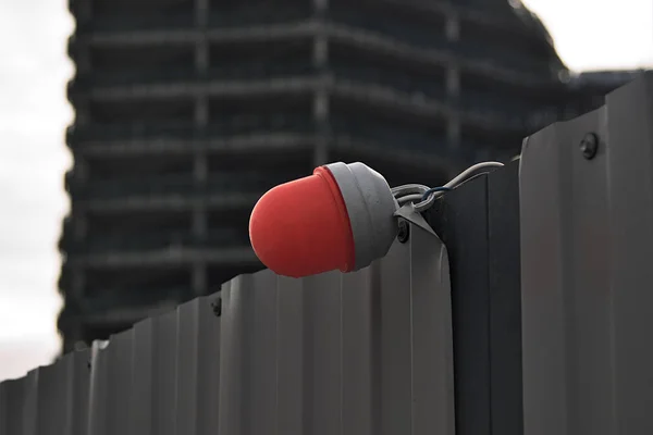 Red Lantern Metal Fence Construction Site — Stockfoto