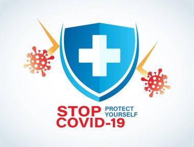 Coronavirus koruma vektörü logosu. Bakteri koruma logosu vektörü..
