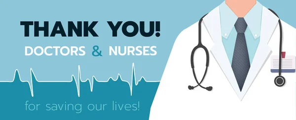 Tack Läkare Och Sjuksköterskor För Att Räddade Våra Liv Från — Stock vektor