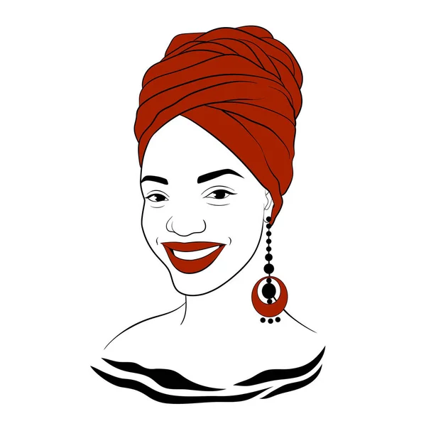Conjunto de retratos de mulheres africanas em vários turbantes. Desenho linear monocromático