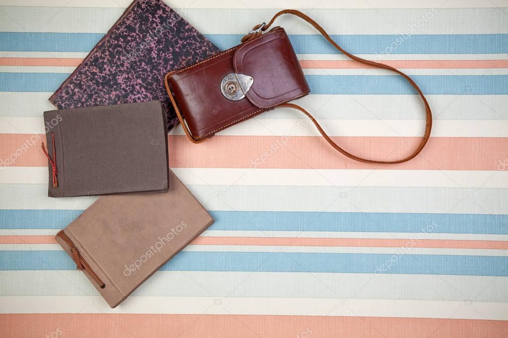 Old photos albums and leather case (with space for your text or logo)