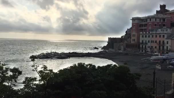 Morze Zimą Boccadasse Genua Liguria Włochy — Wideo stockowe