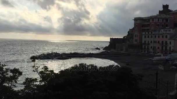 Mar Invierno Boccadasse Génova Liguria Italia — Vídeos de Stock