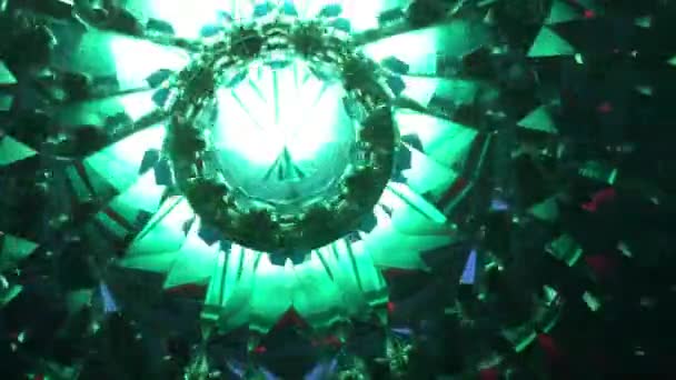 Kaleidoskop Pozadí Natáčení Dokončeno Skutečným Kaleidoskopem Barvy Zelená Modrá Bílá — Stock video