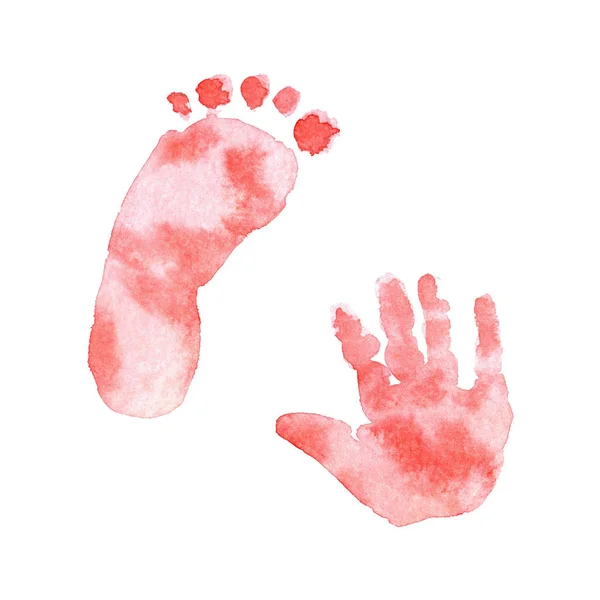 Watercolor cute baby footprints isolated on a white background — 图库照片