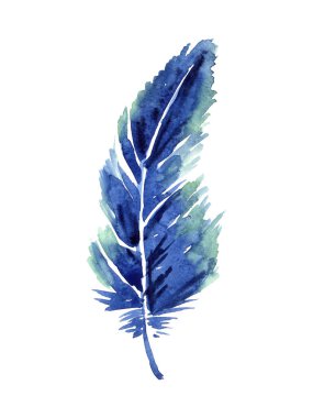 Beyaz arka planda izole edilmiş suluboya parlak tropikal tüy