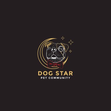 Bulldog evcil hayvan topluluğu logosu tasarımı illüstrasyonu