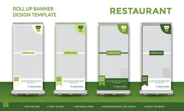 Green restaurant roll up design template