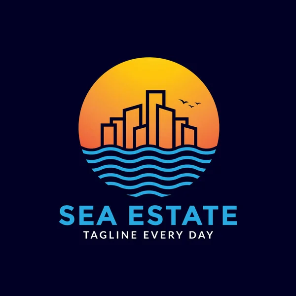 Seashore estate logo design — Stock Illustration Seashore Estate Logo Design Royalty Free Stock Vectors