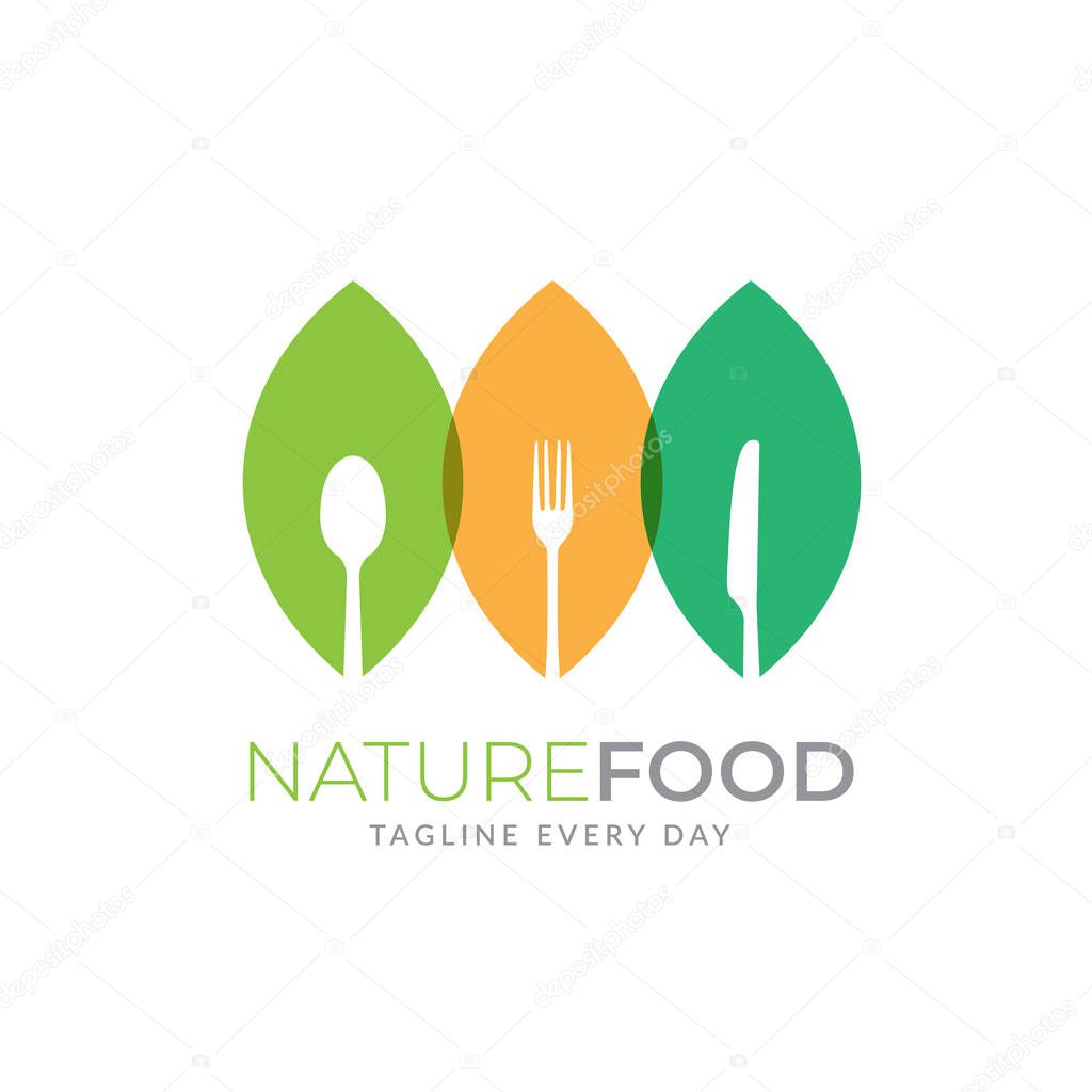 Vegetarian restaurant logo design template
