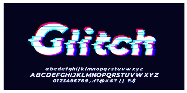 Glitch Brillan Plantilla Diseño Estilo Fuente — Vector de stock