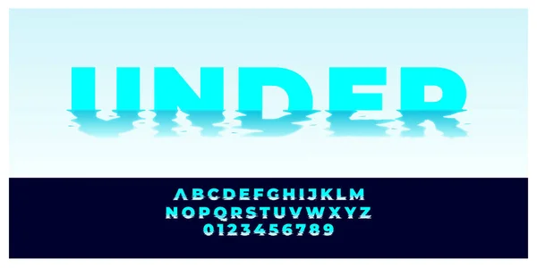Μπλε Εφέ Νερού Font Style Πρότυπο Σχεδιασμού — Διανυσματικό Αρχείο