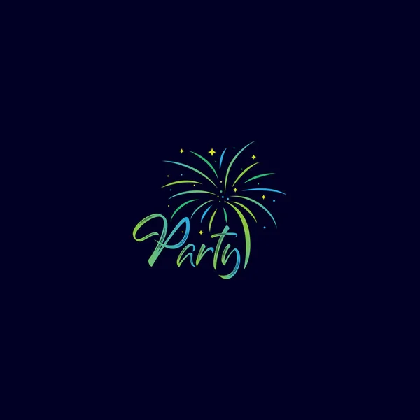 Feuerwerk Party Logo Design Vorlage — Stockvektor