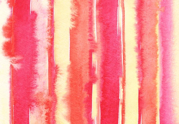 Handgemaltes Abstraktes Aquarell Nassgelb Rosa Und Orangefarbener Hintergrund Mit Streifen — Stockfoto