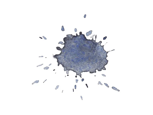Acuarela Abstracta Pincel Azul Húmedo Trazo Aislado Sobre Fondo Blanco — Foto de Stock