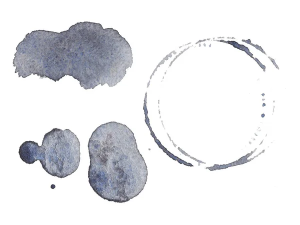 Χειροποίητη Αφηρημένη Ακουαρέλα Υγρό Μπλε Πινέλο Σετ Που Απομονώνονται Λευκό — Φωτογραφία Αρχείου
