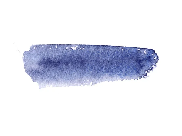 Ručně Malované Abstraktní Akvarel Mokrá Modrá Tahu Štětce Izolované Bílém — Stock fotografie
