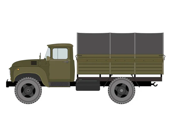 Legerwagen Illustratie Geïsoleerd Witte Achtergrond — Stockvector