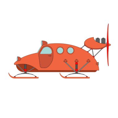 Beyaz arkaplanda turuncu renkli kar aracı, vektör illüstrasyonu.