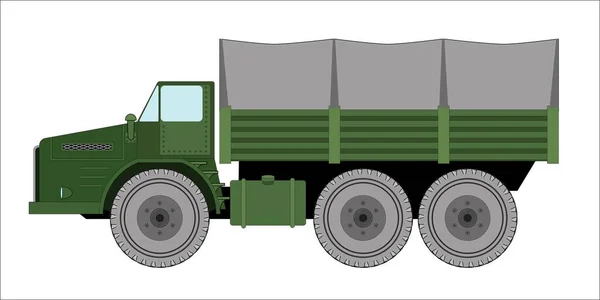 Camion Lourd Militaire Isolé Sur Fond Blanc Illustration Vectorielle — Image vectorielle