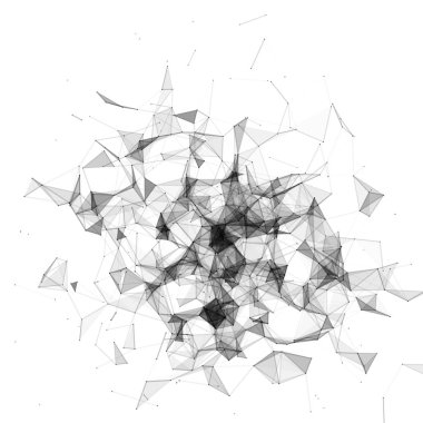 Puandan oluşan soyut 3d küre. Fütüristik teknoloji tarzı. Küre parçacıkları. Arka plan vektörü. Pleksus etkisi.