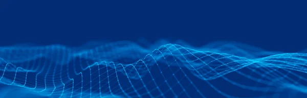 Ola Ola Partículas Resumen Fondo Geométrico Azul Visualización Macrodatos Tecnología —  Fotos de Stock