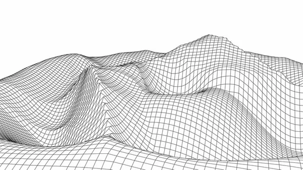 Wireframe Landscape Wire 데이터 사이버 — 스톡 벡터