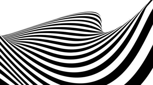 Optical Illusion Wave Abstract Black White Illusions Horizontal Lines Stripes — 스톡 벡터