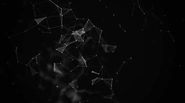 Soyut siyah dijital arkaplan. Büyük veri görselleştirmesi. Bilim geçmişi. Bileşikli büyük veri kompleksi. Çizgiler pleksus