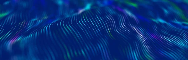 Хвиля Хвиля Частинок Абстрактний Блакитний Геометричний Фон Велика Візуалізація Даних — стокове фото